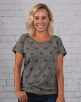 Code Five Women's Star Print Scoop Neck T-Shirt 3629