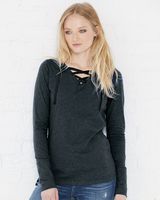 LAT Women's Fine Jersey Lace-Up Long Sleeve T-Shirt 3538