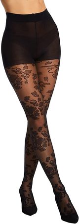 BERKSHIRE SHEER FLORAL NON-CONTROL TOP PANTYHOSE WITH SHADOW TOE