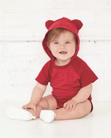 Rabbit Skins Fine Jersey Infant Short Sleeve Raglan Bodysuit with Hood & Ears 4417