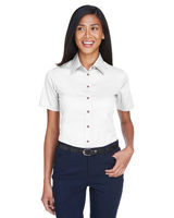 Harriton Ladies' Easy Blend&trade; Short-Sleeve Twill Shirt With