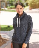 J. America - Women's Melange Fleece Cowl Neck Sweatshirt - 8673