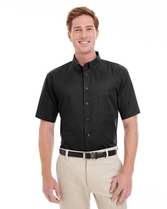 Harriton Men'S Foundation 100% Cotton Short-Sleeve Twill Shirt With Teflon&trade; M582
