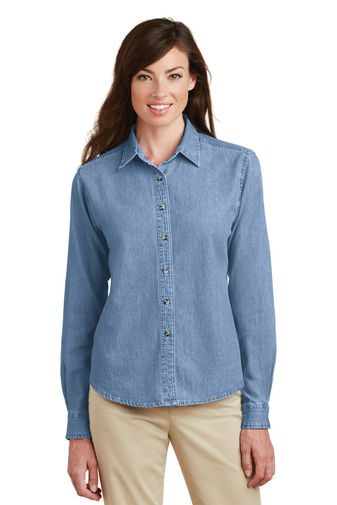 Port & Company ® - Ladies Long Sleeve Value Denim Shirt. LSP10