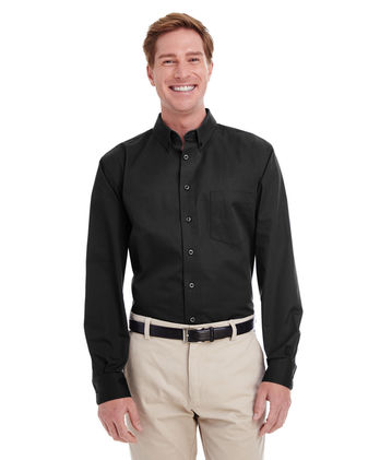 Harriton Men'S Foundation 100% Cotton Long-Sleeve Twill Shirt With
