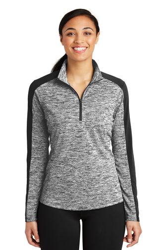 Sport-Tek ® Ladies PosiCharge ® Electric Heather Colorblock 1/4-Zip Pullover. LST397