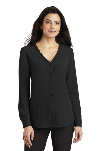 Port Authority ® Ladies Long Sleeve Button-Front Blouse. LW700