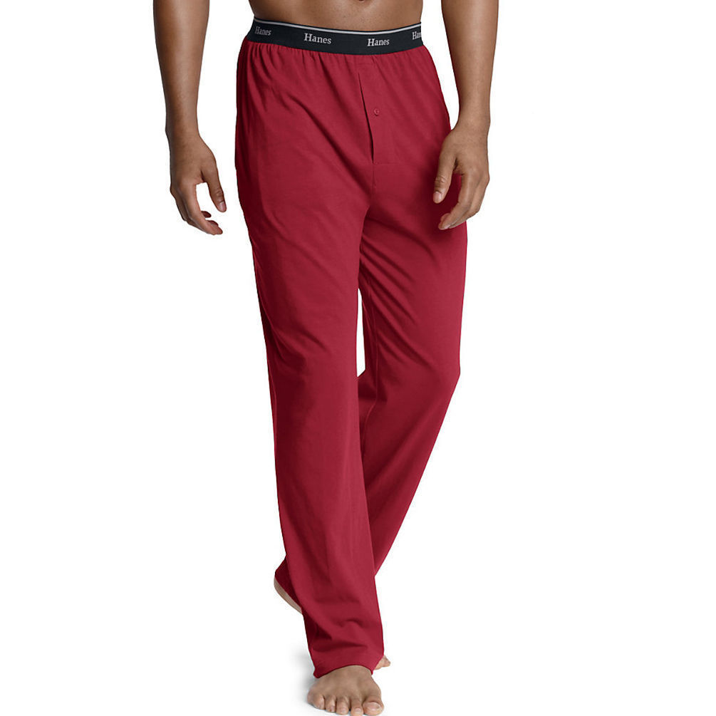 Hanes Mens Logo Waistband Solid Jersey Pants 0100B/01001BX [$13.26 ...
