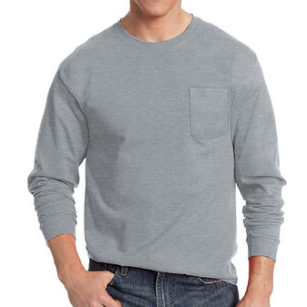 Hanes Mens TAGLESS Long-Sleeve T-Shirt with Pocket 5596 [from $11.08 ...